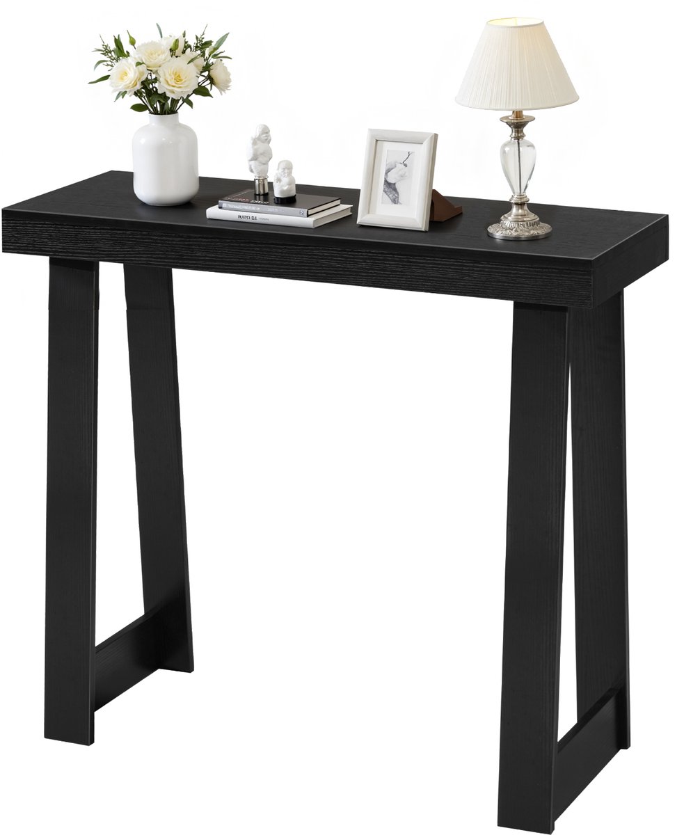 Vevor Consoletafel, Bijzettafel Achter de Bank (91,5x30,5x81CM / LxBxH), Rechthoekige Bijzettafel van Meerlaags Plaatmateriaal voor Hal, Slaapkamer, Woonkamer, Entree, Moderne Zwarte Haltafel