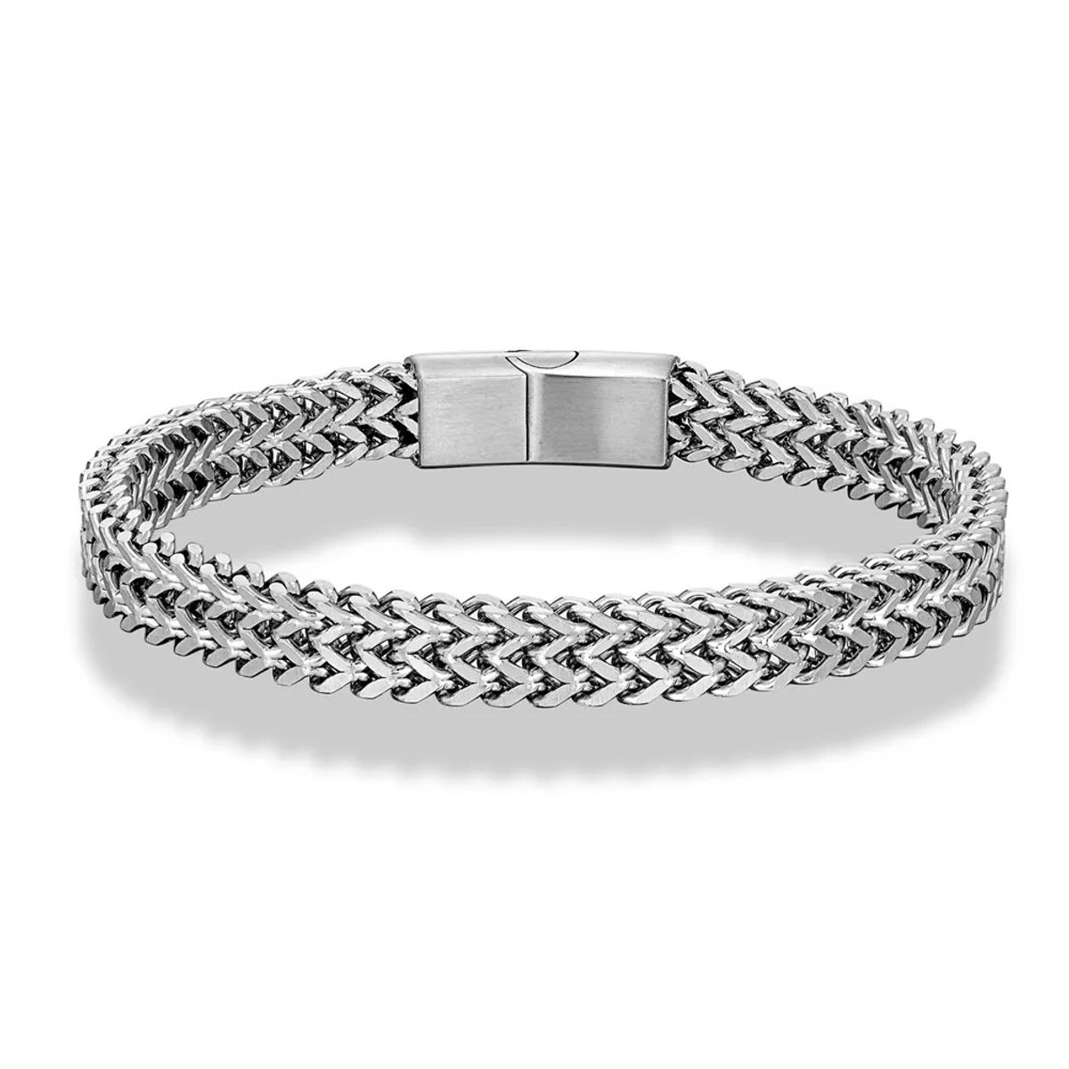 WiseGoods Premium Heren Armband Gevlochten RVS - Armbandjes - Armbanden Man - Cadeau - Armbandje - Sieraden Mannen - Zilver 21CM