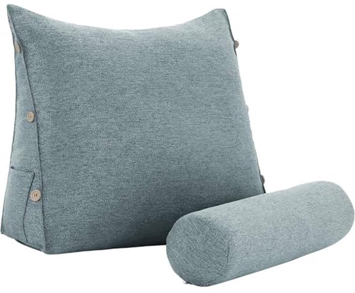 strusery Leeskussen voor volwassenen, rugsteunkussen voor bed met lendenkussen, zitkussen om te lezen, tv te kijken en te ontspannen (polyestergrijs)