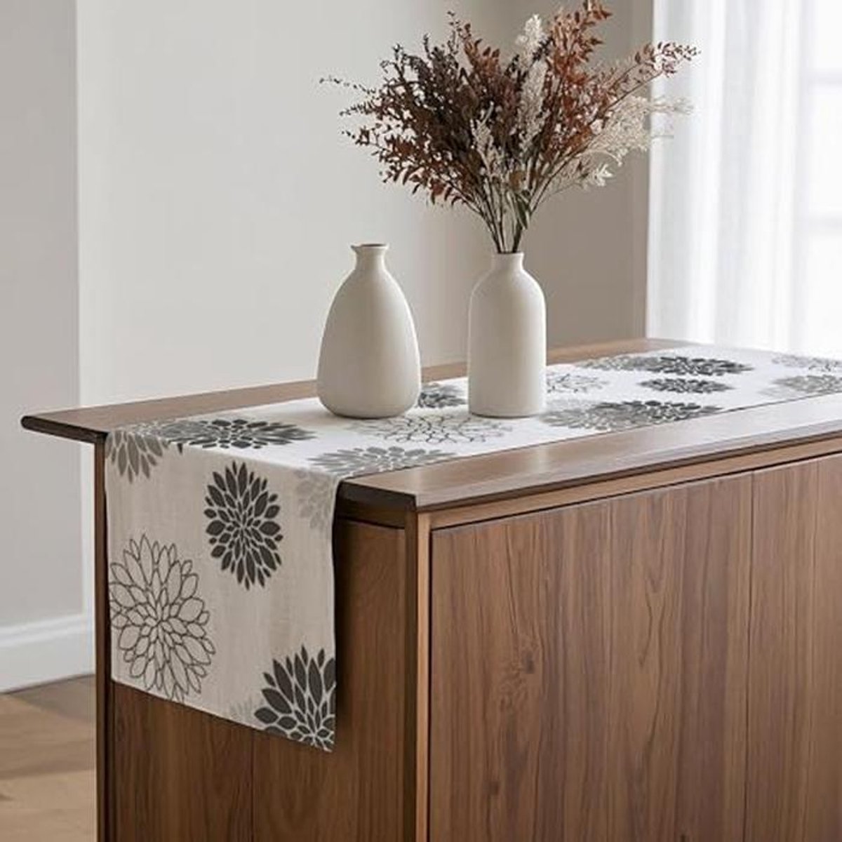 Moderne waterdichte tafelloper met bloemen voor herfst en zomer 40 x 140 cm