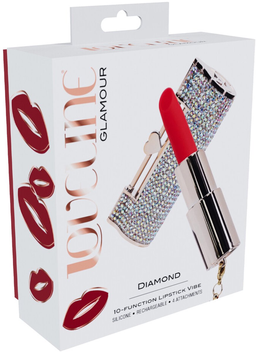 Loveline by Shots Sexy Diamond - Lipstick Vibrator with 4 Attachments - Groen