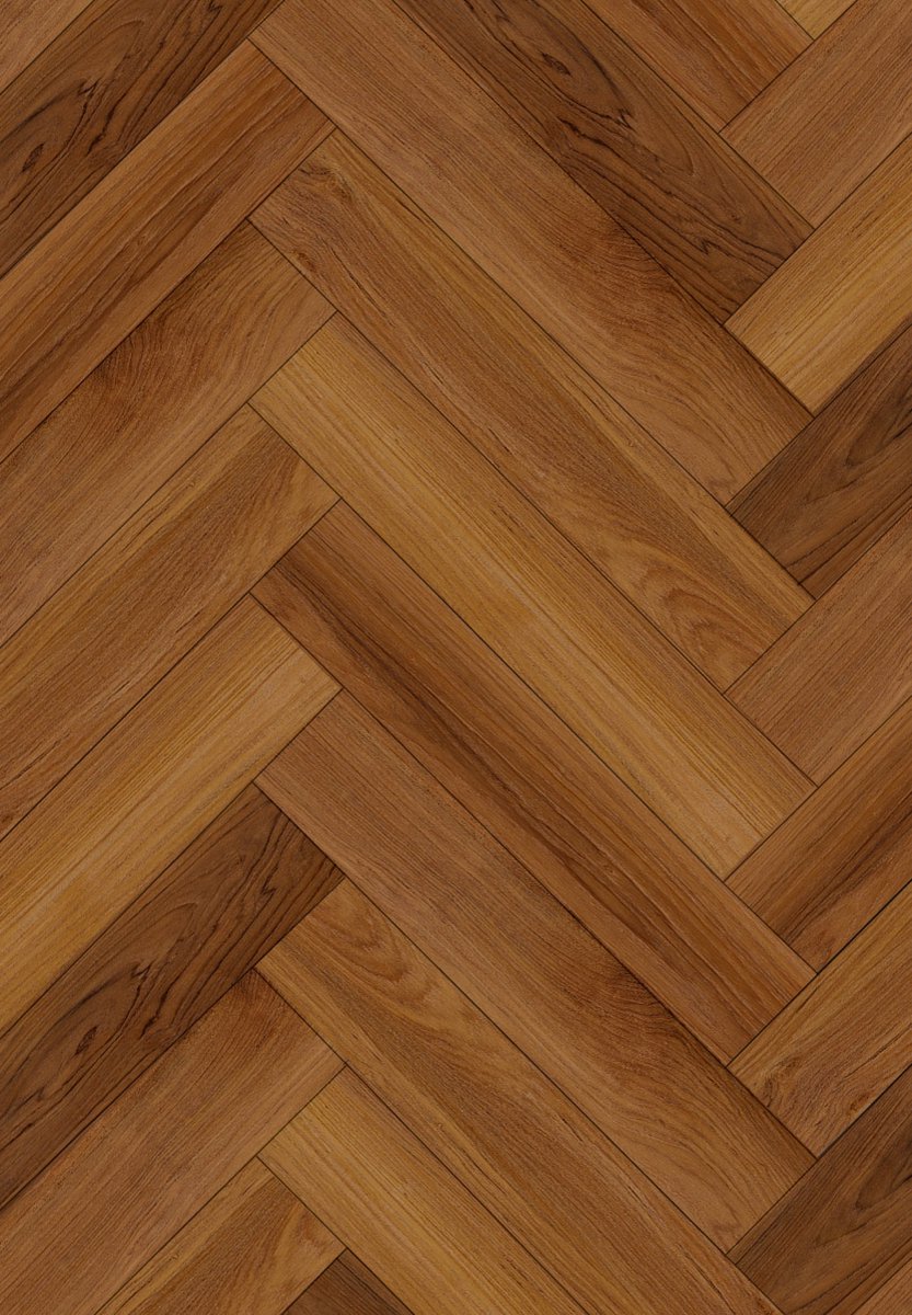 Mexen Lubbock vinylpanelen visgraat 635 x 127 mm SPC 6,5 mm, IXPE onderlaag 1,5 mm, 4 V-groef, Teak - F1186-0635-127-505-4V1-08