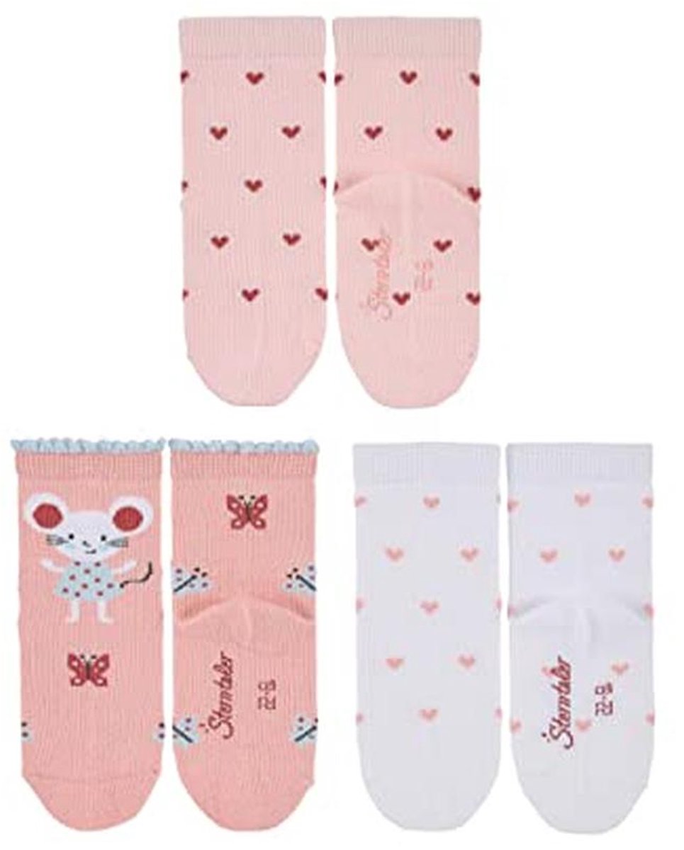 Sokken voor Baby-meisjes - 3-pack met Harten en Muis Motief