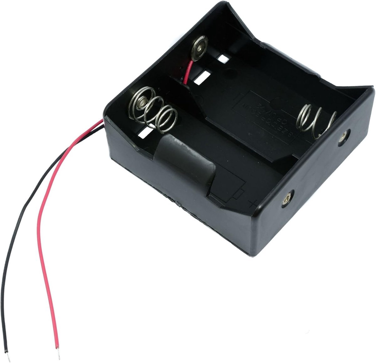 Batterijhouder 2 D - Batterij Case - Energie Toevoegen - Met 150mm Draden - 20x12.5x3cm - Zwart