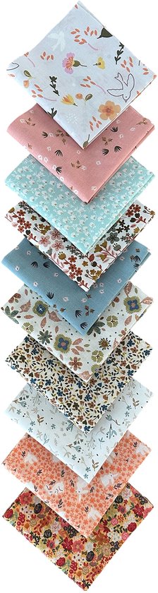 BINK Bedding - 10 patchs - Patchwork de courtepointe - Fleurs 25 x 25 cm. Set = 10 patchs