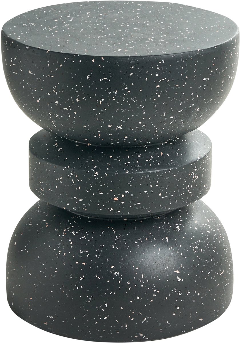 FALIRO - Bijzettafel - Zwart/Terrazzo - Lichtbeton