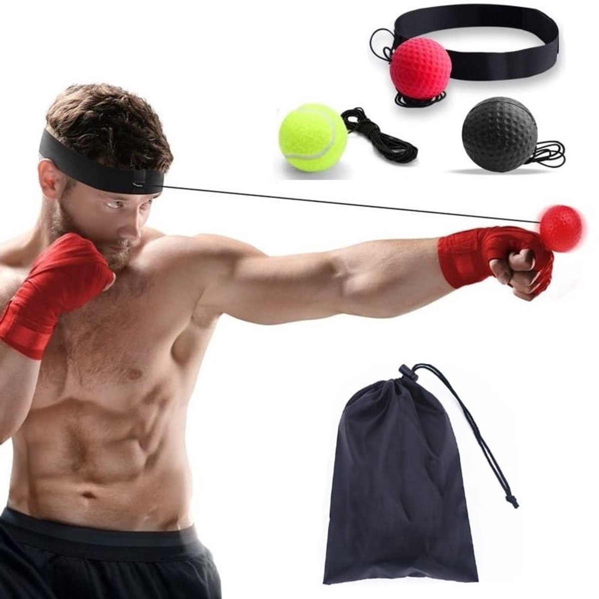 Activ Space Reflexballen Set - Bokstraining - Zwart Geel Rood
