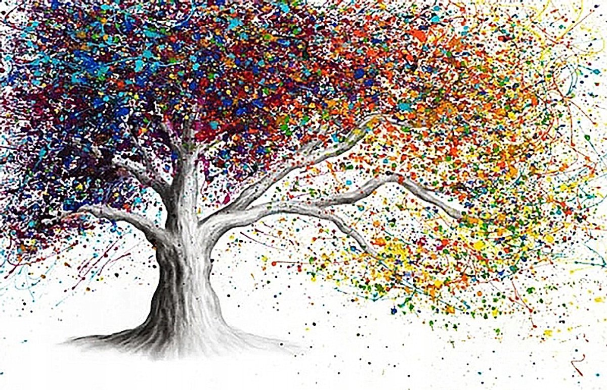 Diamond Painting Serie - Diamond Painting - 60x90 cm - Natura - Drzewo - Kwiaty