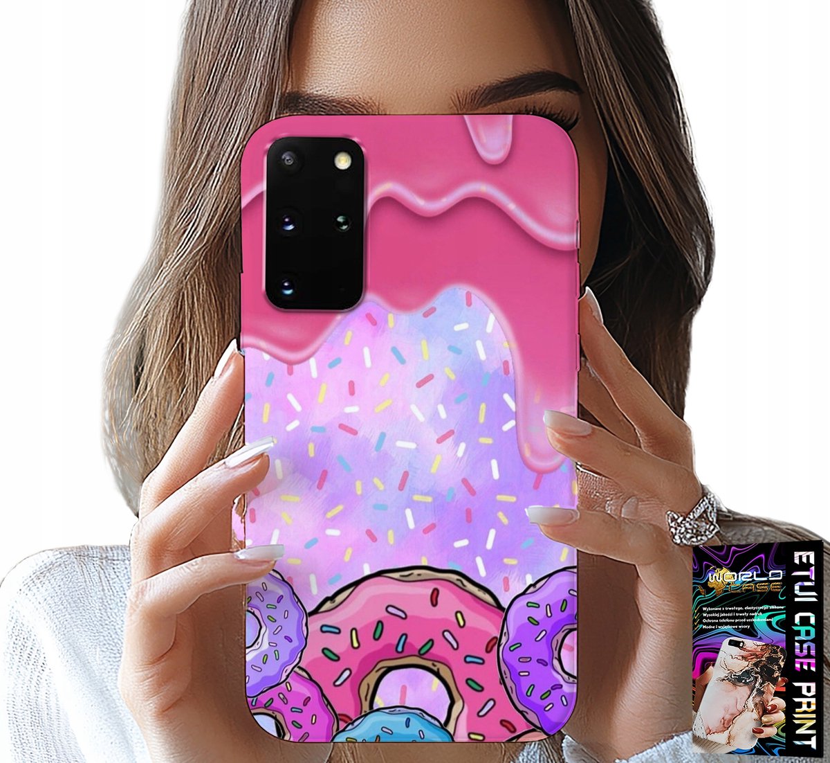 HOESJE VOOR SAMSUNG GALAXY S20 PLUS - ZOETE DONUTS MET GLAZUUR OP DE ACHTERGROND + FOLIE
