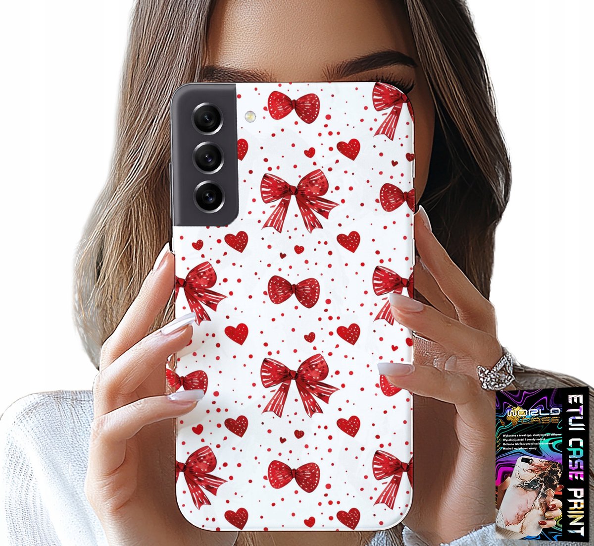 HOESJE VOOR SAMSUNG GALAXY S21 FE - RODE LINTEN MET MODIEUZE PATRONEN