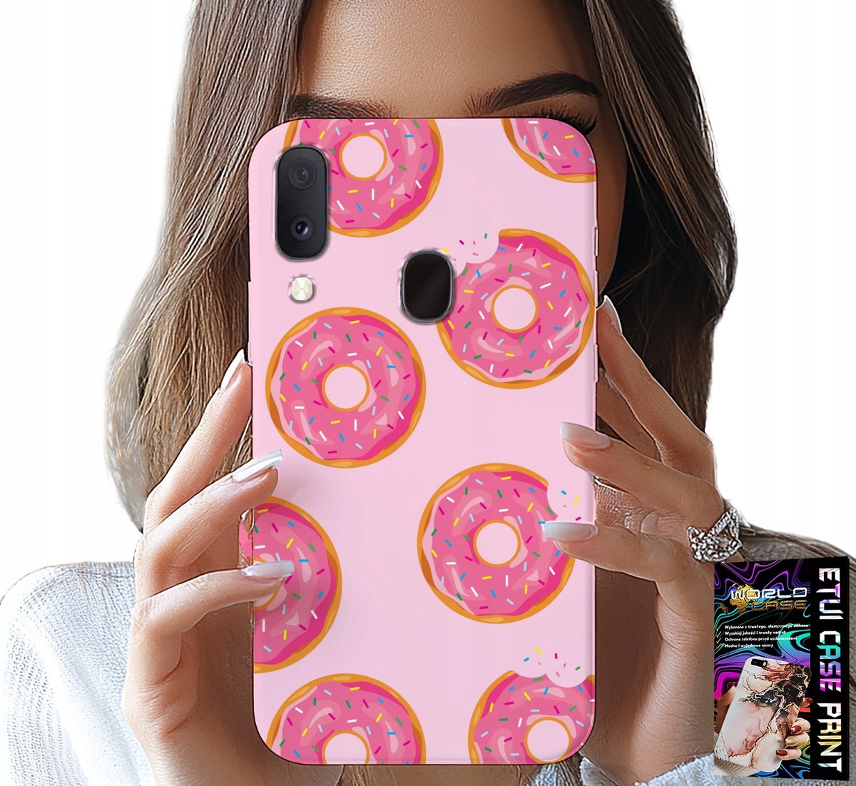 HOESJE VOOR SAMSUNG GALAXY A40 - PATROON MET DONUTS EN SUIKERCOATING