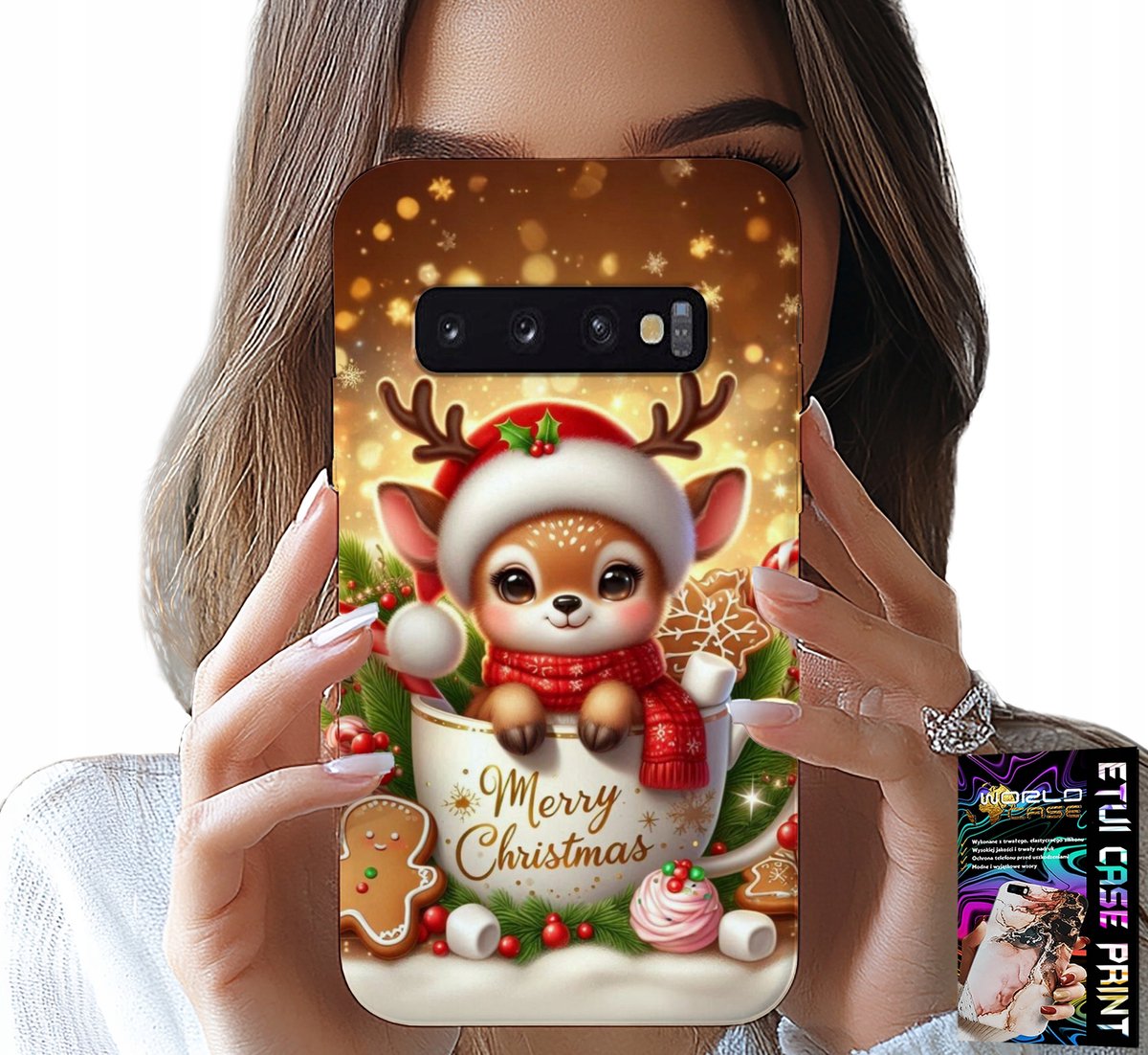 HOESJE VOOR SAMSUNG GALAXY S10 - RENDIEREN PATROON ZOET KERST