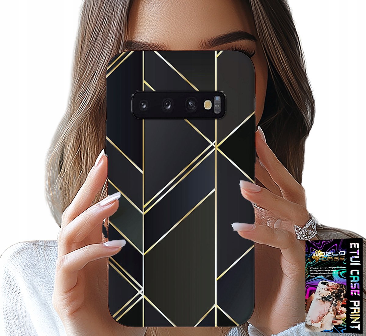 HOESJE VOOR SAMSUNG GALAXY S10 - GOUDEN FRAME, ELEGANTE PATRONEN + FOLIE