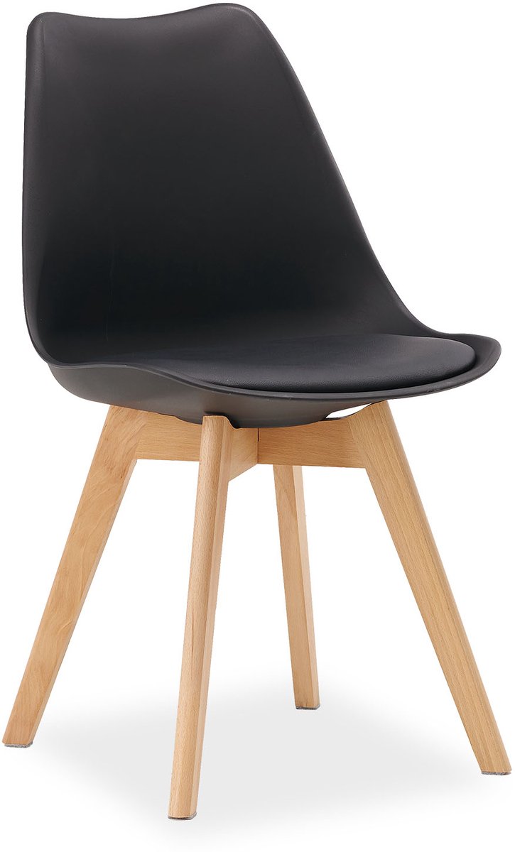 Homestyle4u Eetkamerstoel - 1 stuk - Zwart - Hout en Kunststof