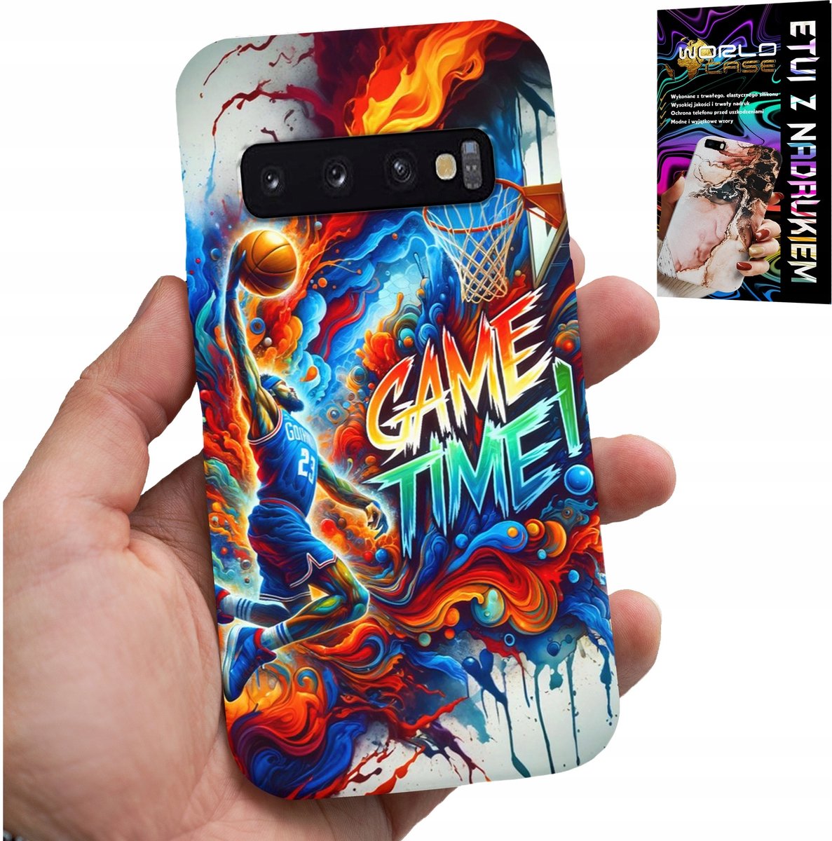 HOESJE VOOR SAMSUNG GALAXY S10 PLUS - BASKETBAL NBA GAME TIME, HOESJE + FOLIE