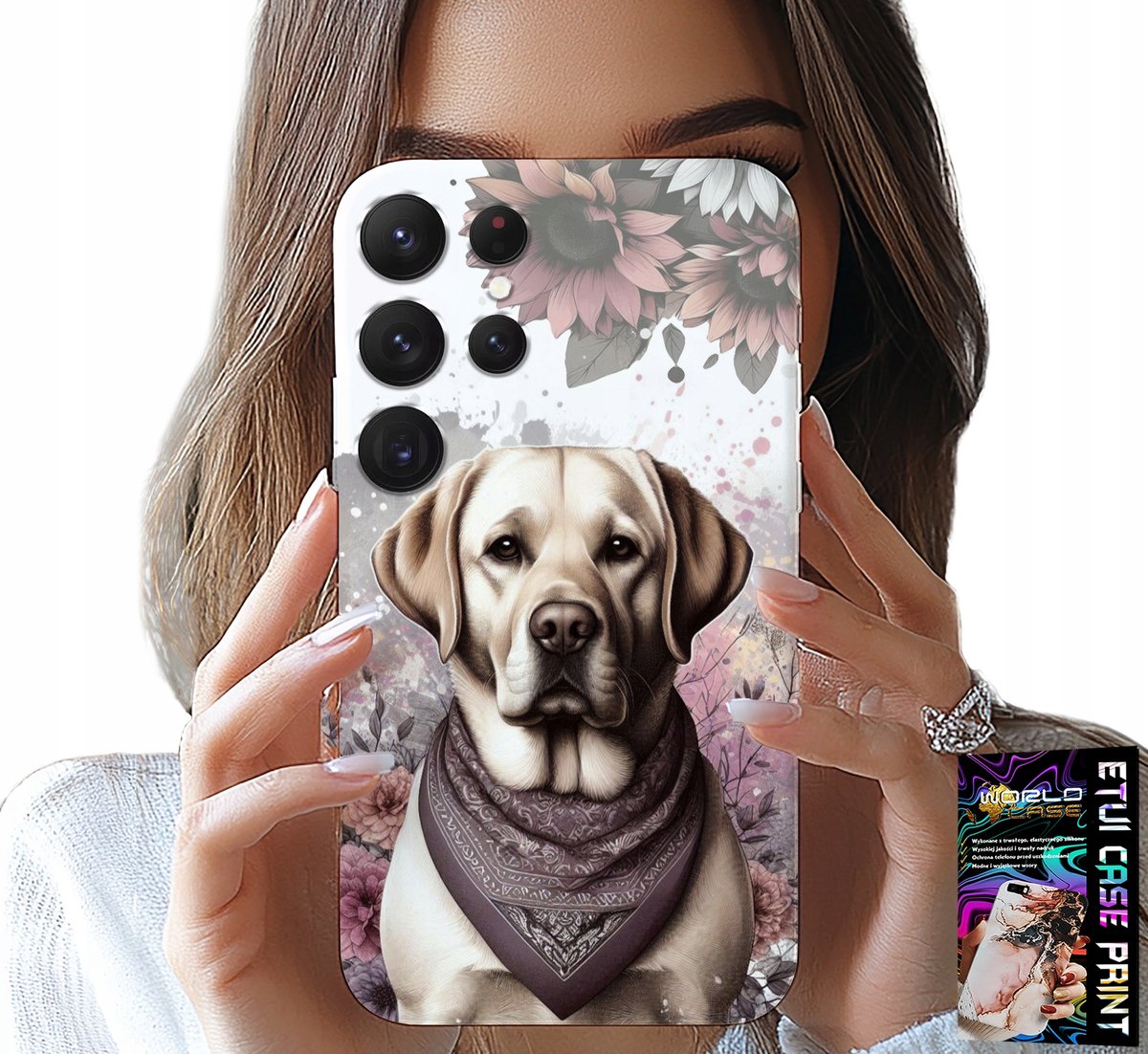 HOESJE VOOR SAMSUNG GALAXY S24 ULTRA - HONDENPATROON (HUSKY) + GLAS