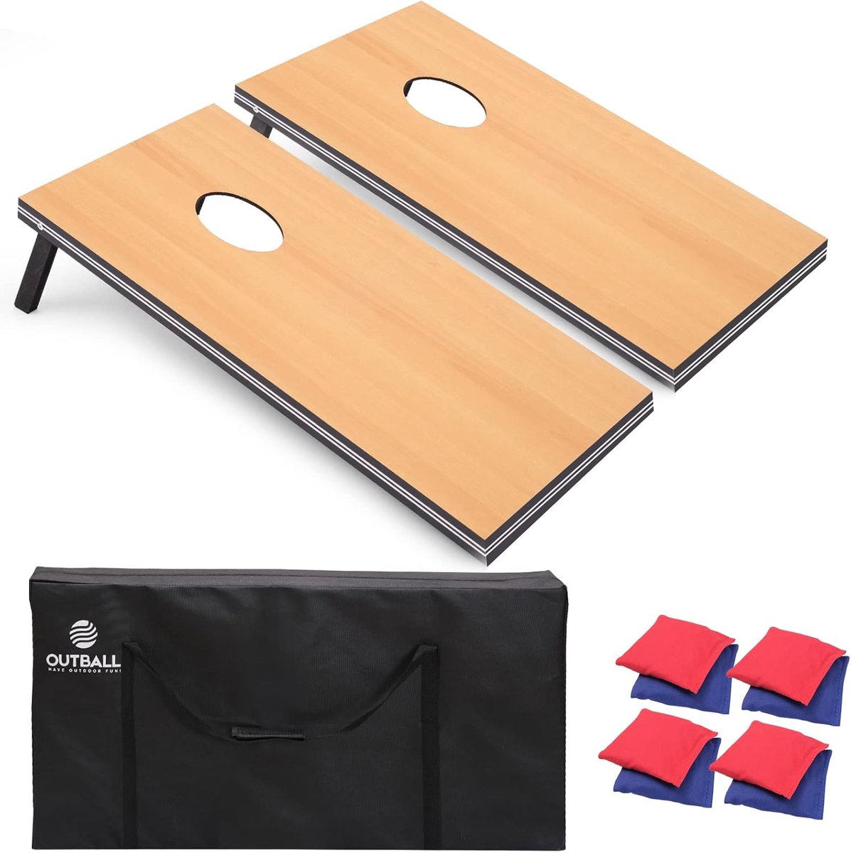 Cornhole Set - Bean Bag Toss - Buiten Spelen - Inclusief Draagtas - 4x2 Voet - Houtkleur