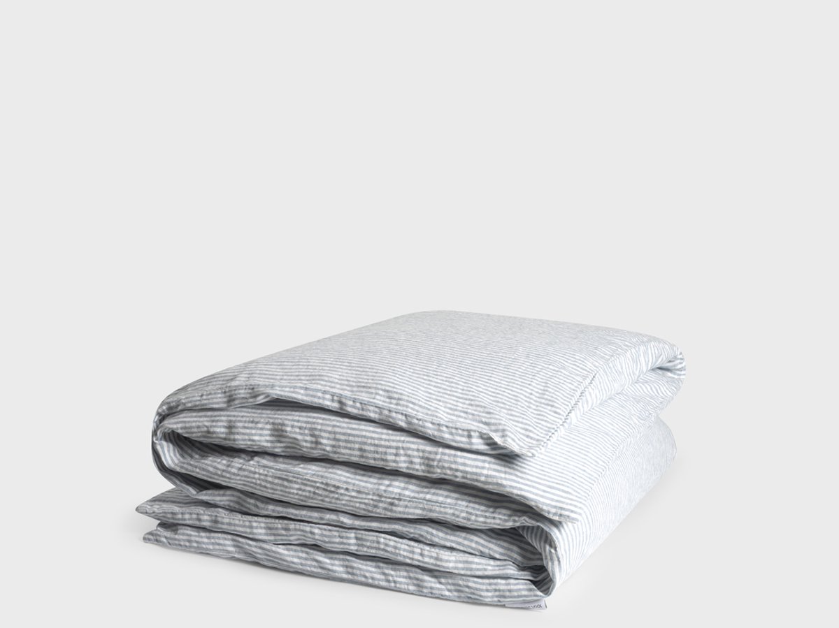 Yumeko dekbedovertrek gewassen linnen blauw stripe 200x200 (zonder slopen) - Biologisch & ecologisch