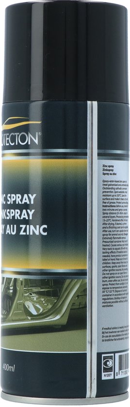 Zinkspray van Protecton met tekst en afbeelding van auto-onderdelen. 400ml.
