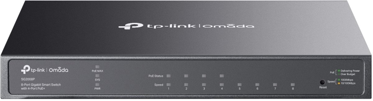 TP-Link Omada TL-SG2008P Managed L2/L2+ Gigabit Ethernet (10/100/1000) Power over Ethernet (PoE) Zwart