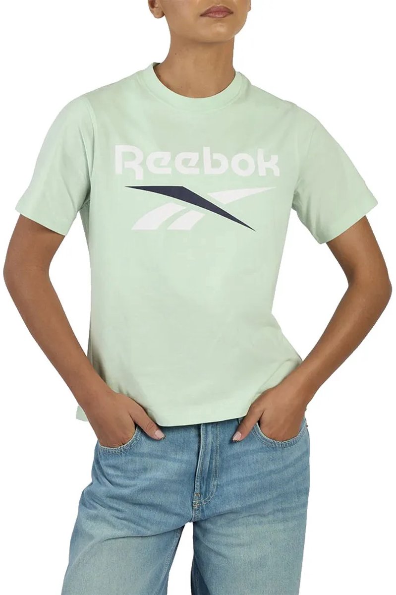 Reebok Wren 2 Colour Logo T-shirt Met Korte Mouwen Groen M / Regular Vrouw