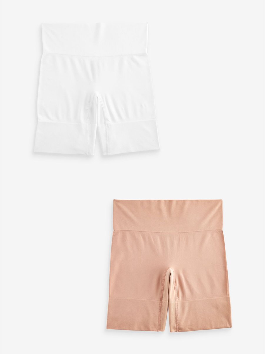 Next Dames - Set van 2 naadloze anti-schuur shorts - Huidkleur Pastel Rose Nude / White