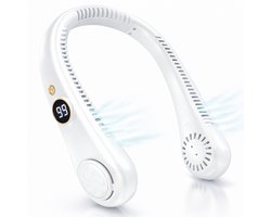 Joyage Draagbare Nek Ventilator oplaadbaar - Wit - 5 standen - Gezichtsventilator Neck fan - Portable fan mini ventilator usb - Nekventilator met koeling Handventilator Bureau ventilator - Halsventilator Waaier handwaaier Draagbare ventilator klein