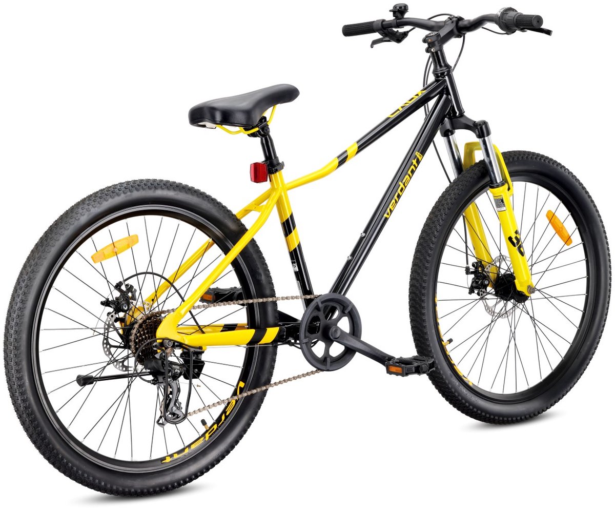 VERDANT CALIX Mountainbike 26", MTB-fiets voor dames en heren, fiets 6 inch - vering, schijfremmen, 7 versnellingen - Zwart-Geel – foto 8