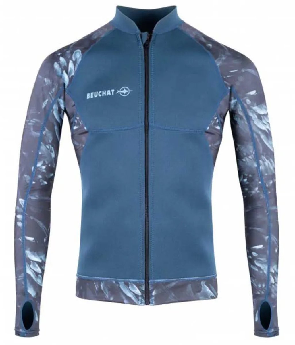 Beuchat Atoll Rash Guard Met Lange Mouwen En Volledige Ritssluiting Blauw S Man