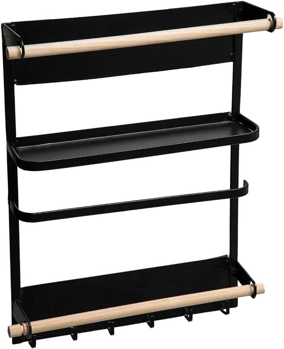 Keukenrek - Magneetrek - Keuken organiseren - Magneetmontage - 27x6x34 cm - Zwart