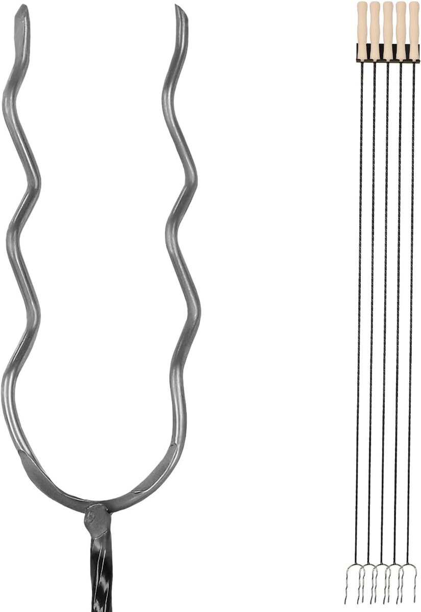 Grillspiesen Set - Kampvuur Vorken - Roosteren Buiten - Met Houten Handvat - 130 cm Lengte