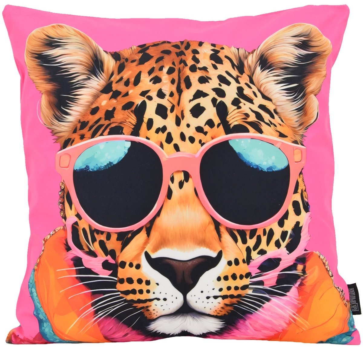 Gek op Kussens! Sierkussen Funky Leopard | 45 x 45 cm | Katoen/Polyester roze luipaard