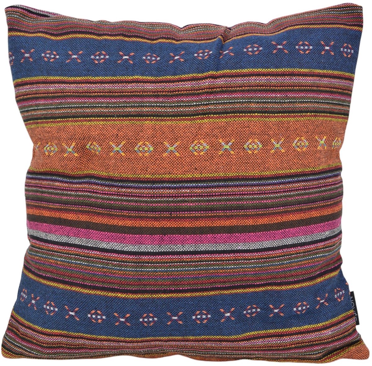 NOVÉE Sierkussen Mexican José | 45 x 45 cm | Canvas/Linnen oranje/blauw