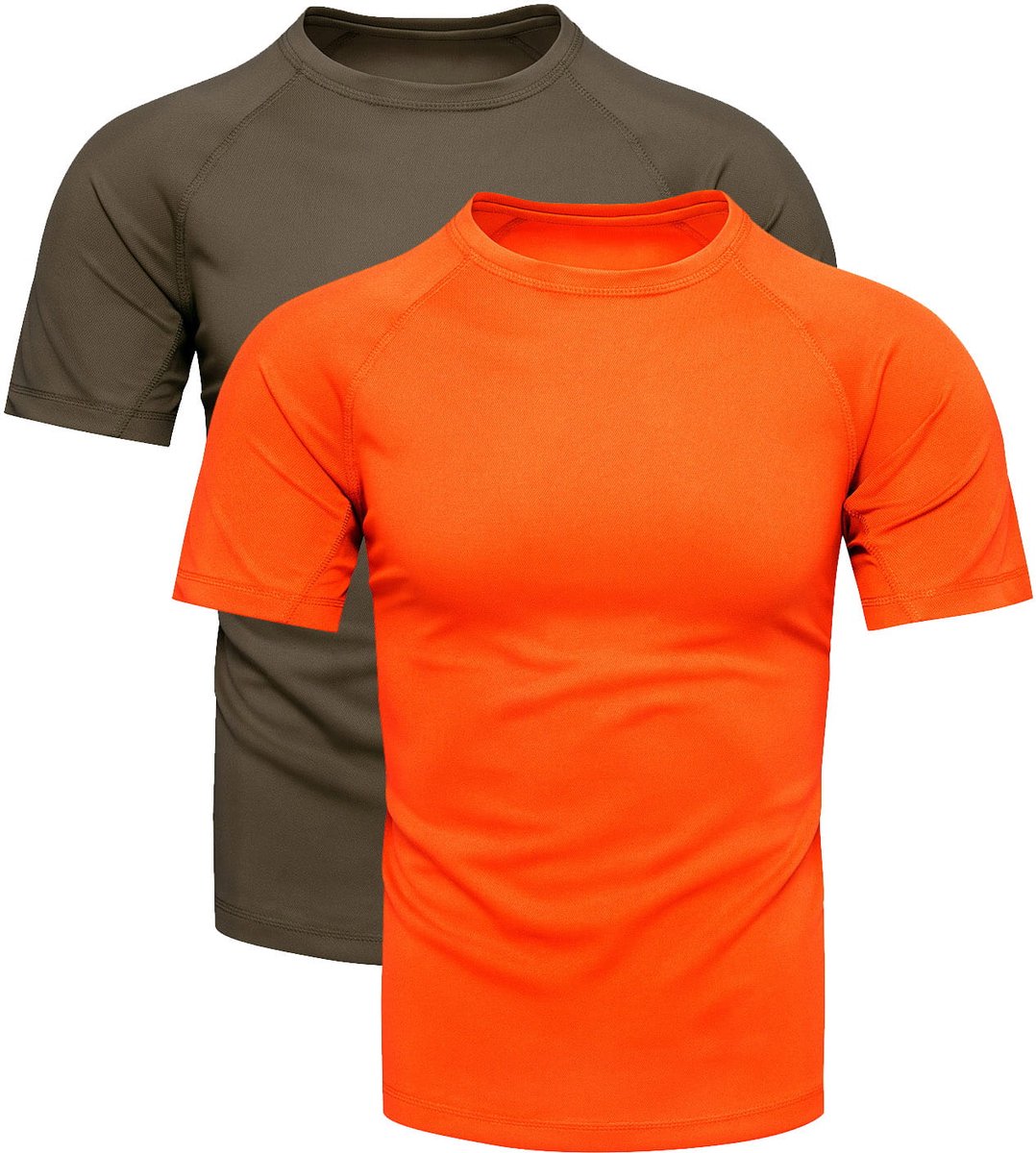 Recea Serie - Sportshirt - Khaki en Oranje - Raglanmouwen - Sneldrogend