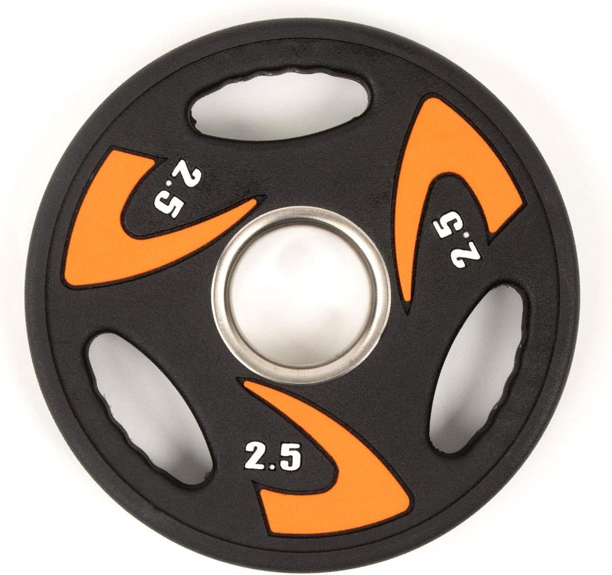 Halterschijf Rubber Gecoat - Gewichtsplaat Tri Grip - Krachttraining Thuis - Ergonomische Handgrepen - 25 kg - Zwart