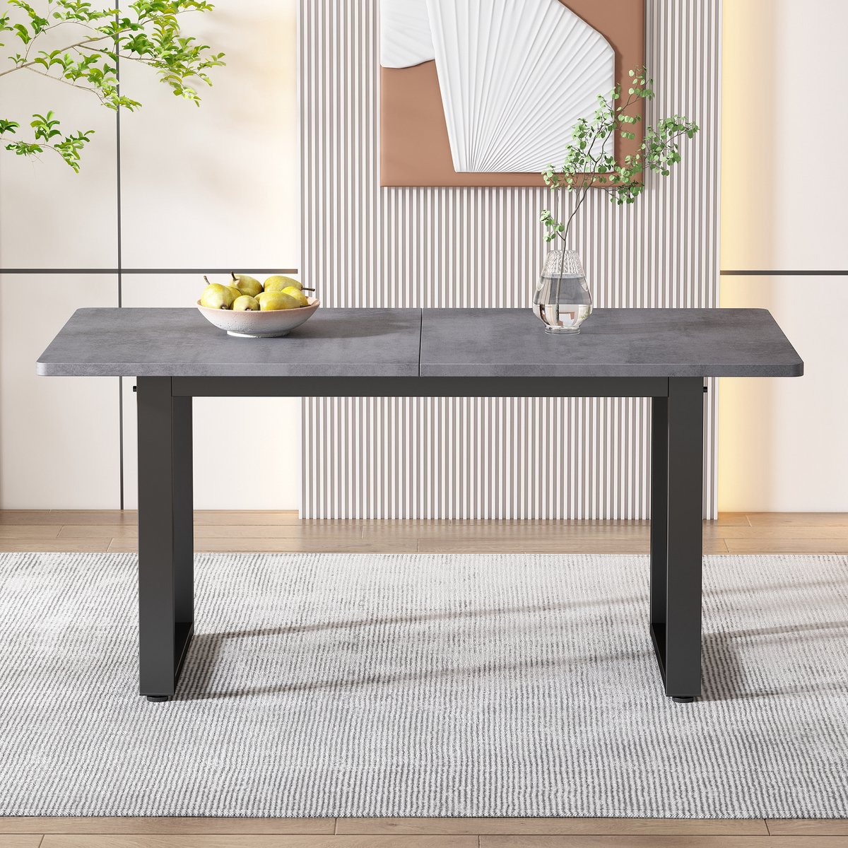 REDOM - Eettafel - Rechthoekig - Industrieel - Spaanplaat En Metaal - Zwart-Grijs