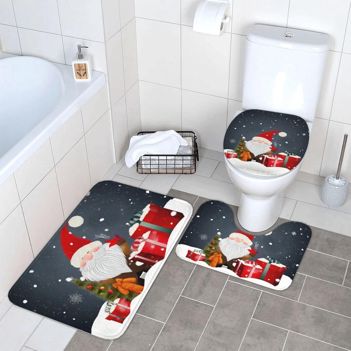 Badmat set - Toilet tapijt - Badkamer decoratie - 3-delig antislip - 40x60 cm - Wit