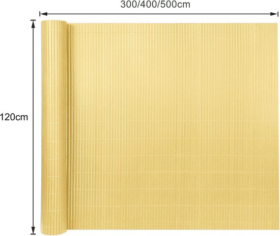 Goudkleurig PVC-hekwerk op rol, 120cm hoog en 300/400/500cm lang.
