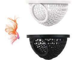 Betta Schuilplaats Grot - Aquarium Decoratie - Vis Welzijn - 3D Geprint PLA - 70x40x25mm - Zwart Wit