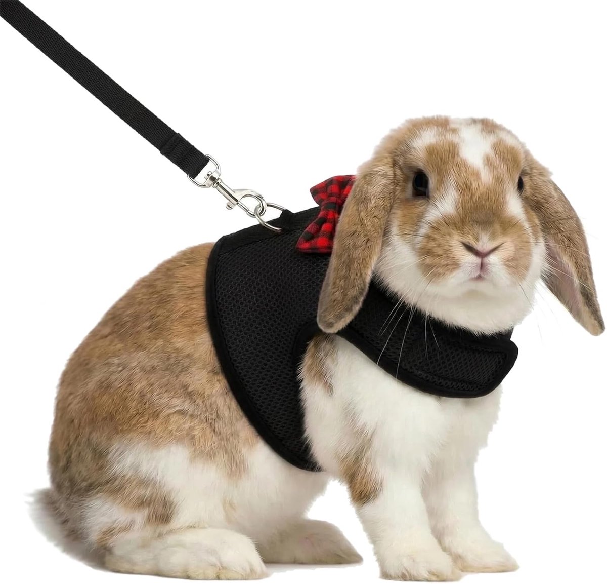 "Bunny & Kitten" Riemset — Anti-trek kattentuigje. Een stijlvol borsttuigje in veststijl, speciaal ontworpen voor kleine huisdieren — verstelbaar, zacht en ademend. Wandelset (Zwart, Maat S).