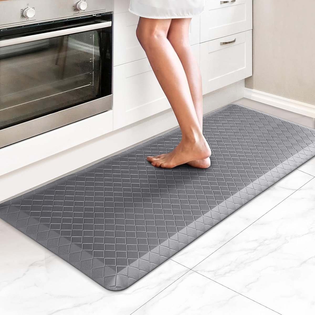 Keukenmat - Anti-vermoeidheidsmat - Comfortabel staan - 2 cm dik - 56 x 137 cm - Grijs