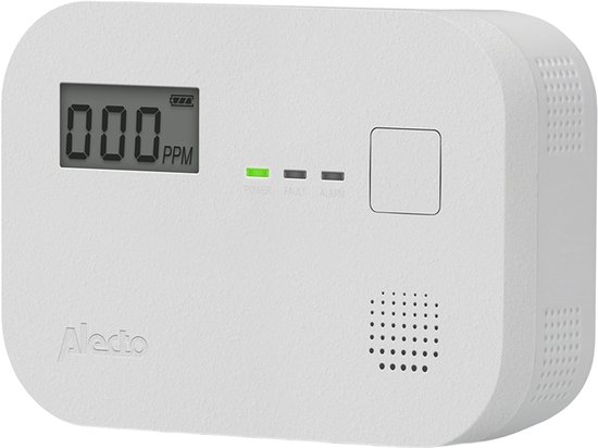 Alecto COA3910 Koolmonoxidemelder met display - 10 jaar sensor - Voldoet aan Europese norm EN50291 - Wit