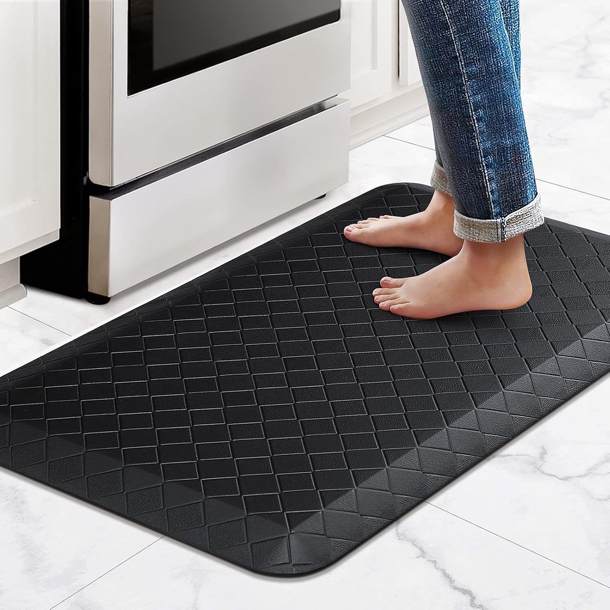 Keukenmat - Vloerkleed Comfort - Lang Staan - Extra Dikke Demping - 44 x 71 cm - Zwart