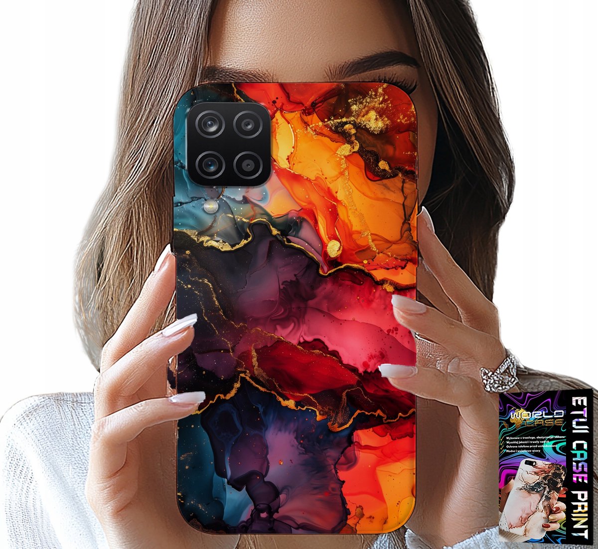 HOESJE VOOR SAMSUNG A12 / M12 - STEENPATROON, HOESJE + GLAS