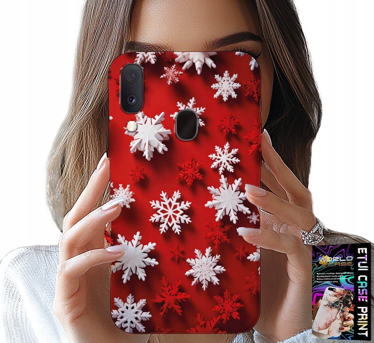 HOESJE VOOR SAMSUNG GALAXY A20E - SNEEUWVLOKKEN, SNEEUW, STERREN, KERST