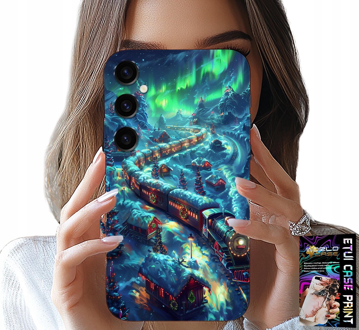 HOESJE VOOR SAMSUNG GALAXY A04S - TREIN, CHRISTMAS EXPRESS PATRONEN + GLAS