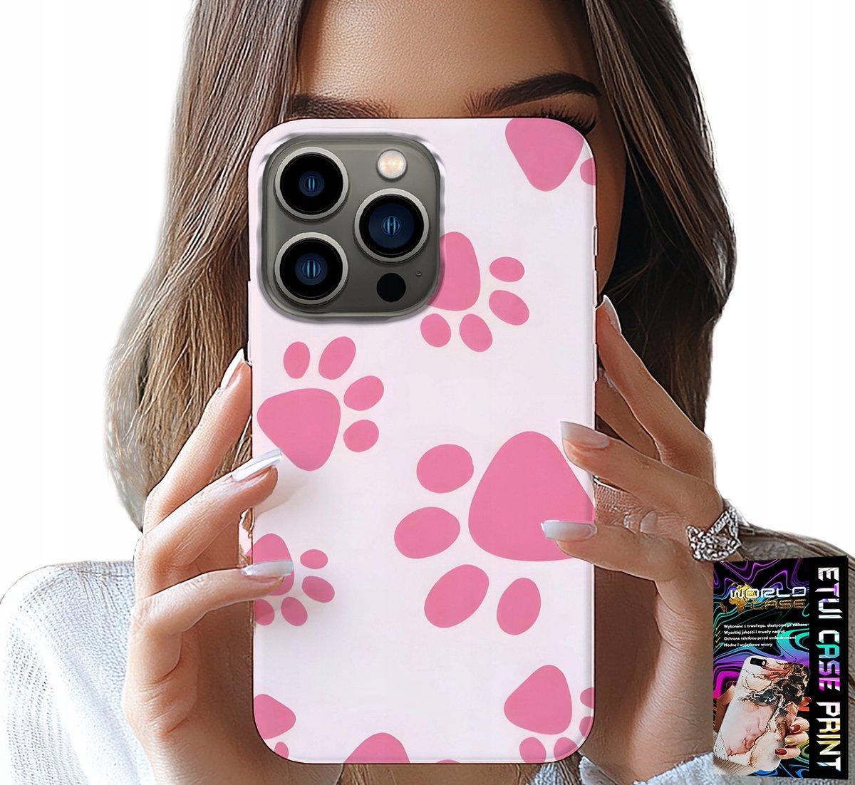 iPhone 16 Pro Max hoesje - Roze hondenpootjes, achterkant, hoesje
