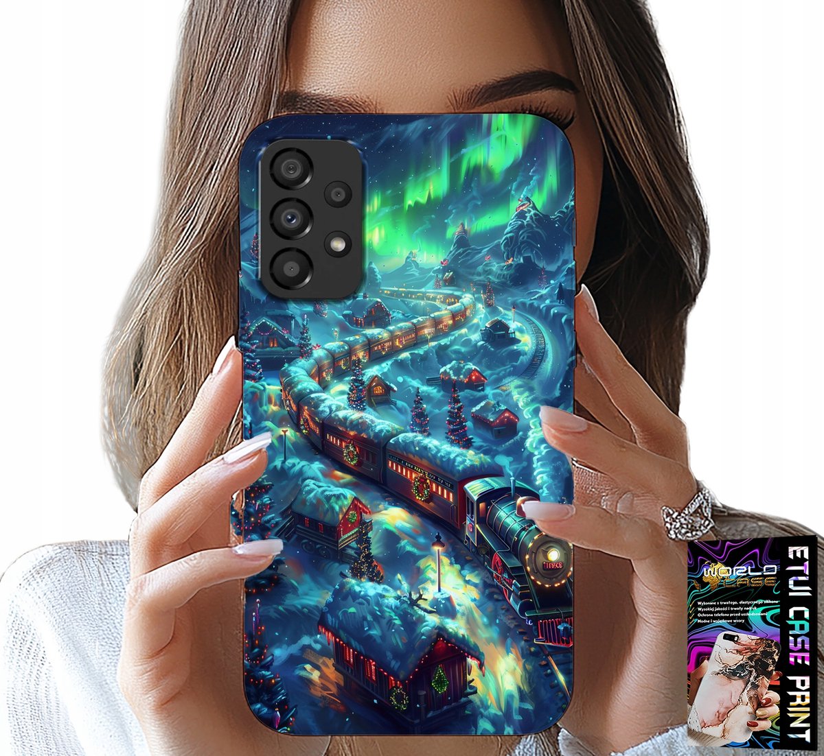 HOESJE VOOR SAMSUNG GALAXY A23 5G - TREIN, CHRISTMAS EXPRESS PATRONEN + GLAS