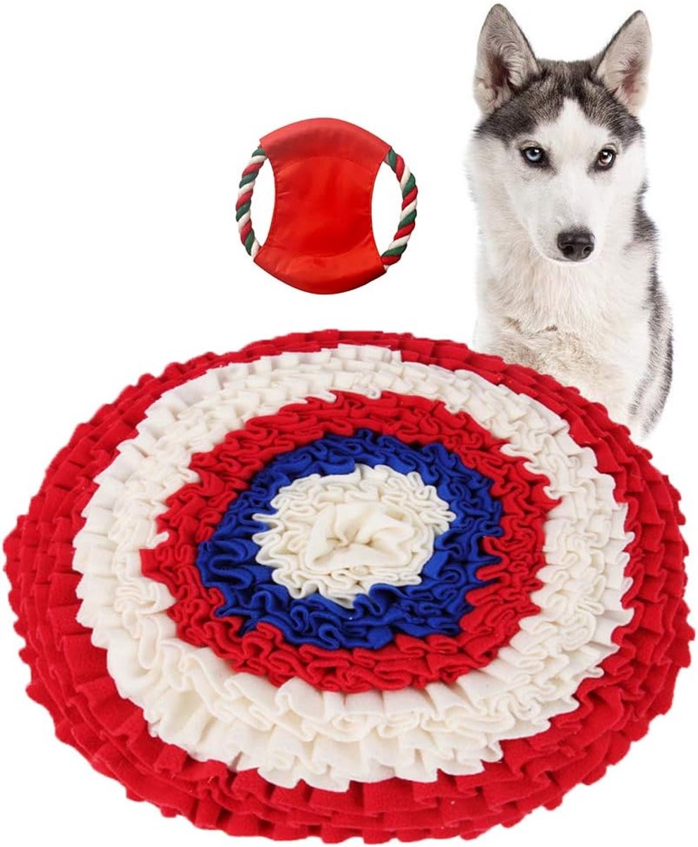 Snuffelmat Hond - Voedselpuzzel - Interactief Spelen - Machinewasbaar Ontwerp - 58 cm Diameter - Wit
