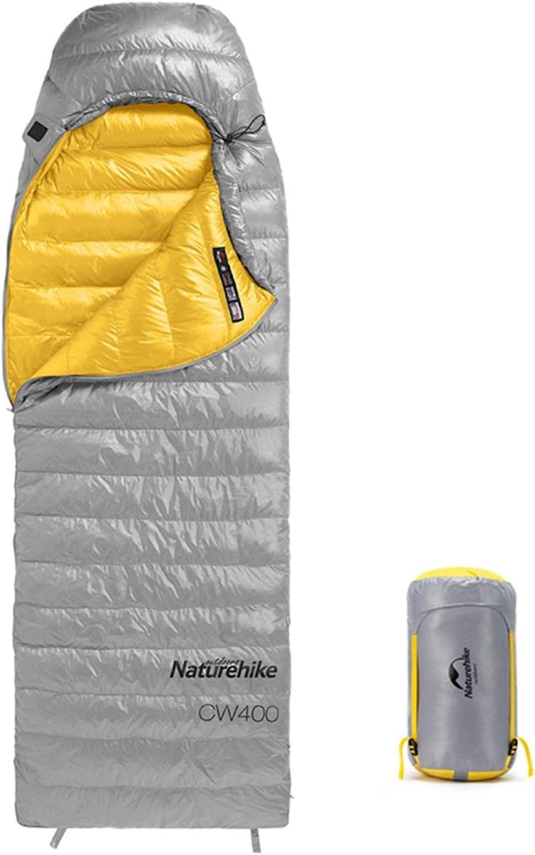 Donzen Slaapzak - 4 Seizoenen - Kamperen Wandelen - Ultralicht Compact - 210 x 75 cm - Grijs